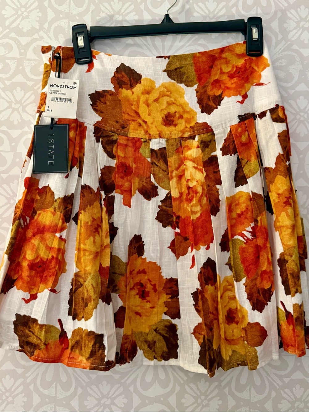1.STATE Fall Blooms Pleated Skirt – Size 2 – New With Tags 🏷️ 🍂